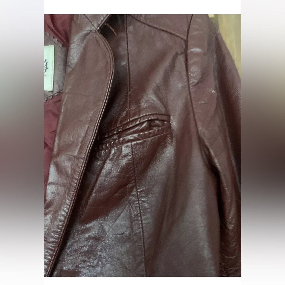Bonaventura Women's Burgundy Leather Blazer Jacket - Picture 4 of 16